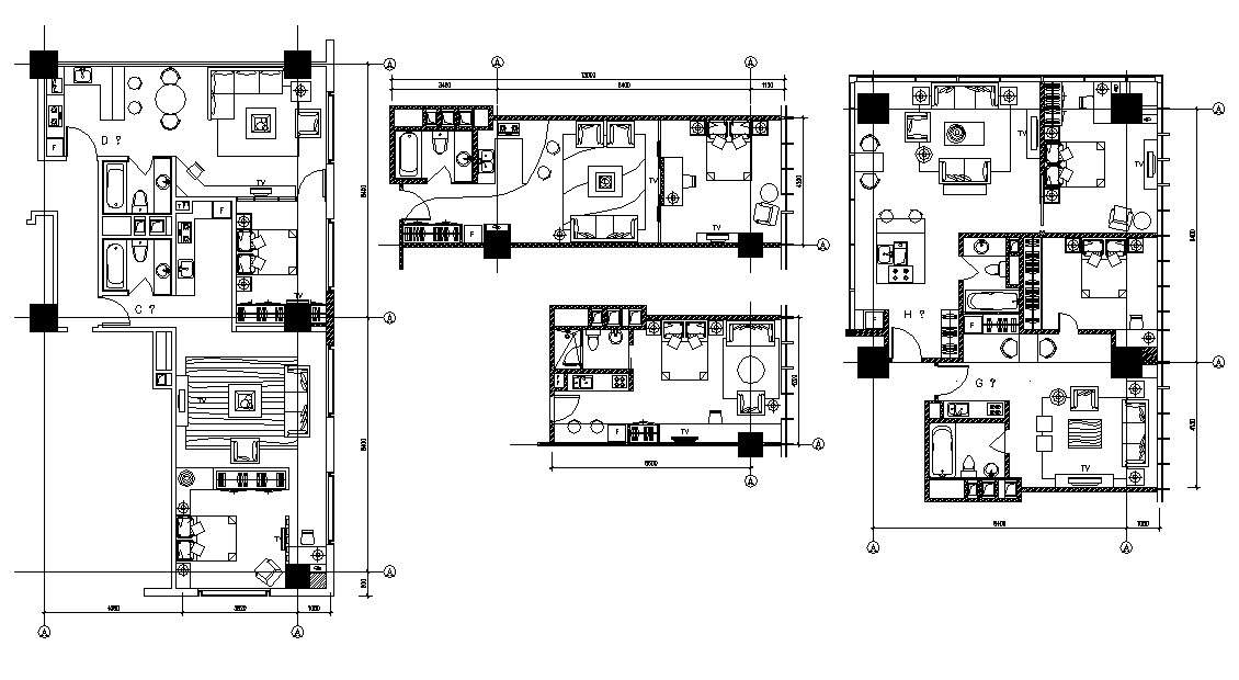 Different Type Of Apartment Floor Plans AutoCAD File Cadbull
