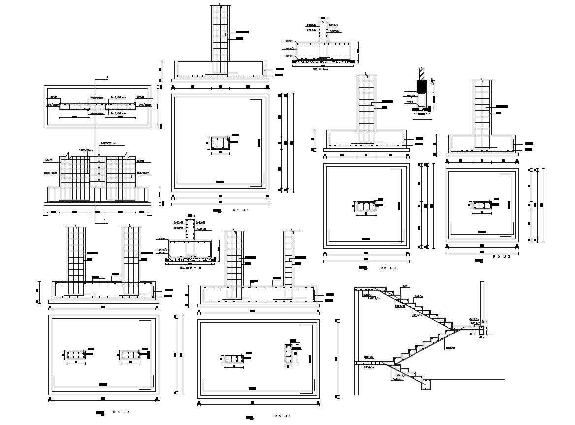 Different Types Of Column Foundation Design CAD File - Cadbull