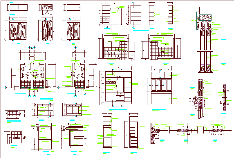 Different furniture view with section dwg file - Cadbull