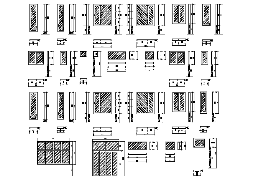 Different Size Of Window Plan And Elevation AutoCAD File - Cadbull