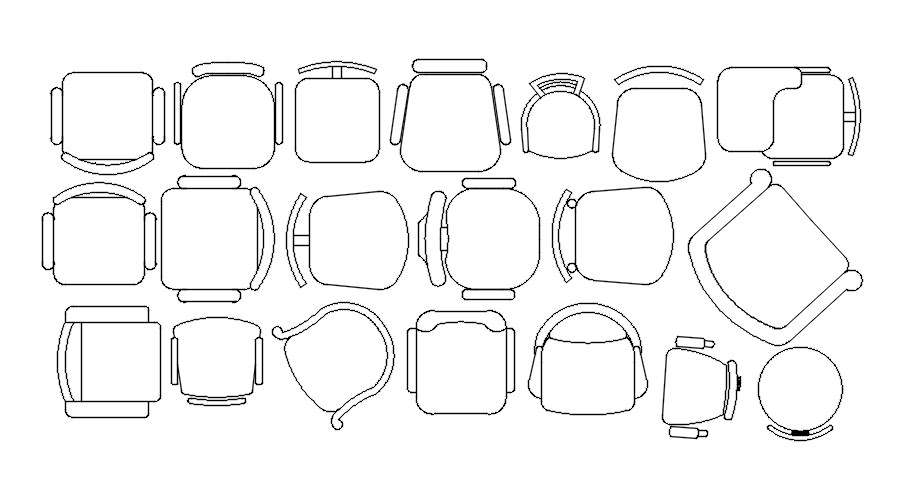 Different design of chairs in detail AutoCAD drawing, dwg file, CAD ...