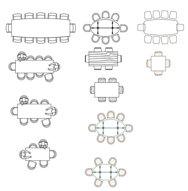 Different designs dining table in AutoCAD 2D drawing, dwg file, CAD ...