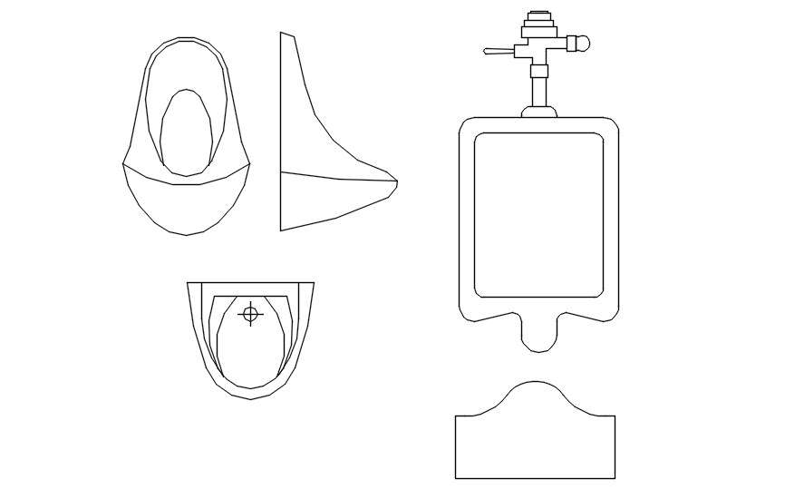 Different Designs Of Urinal Cad Blocks In Autocad 2d Drawing Cad File Dwg File 