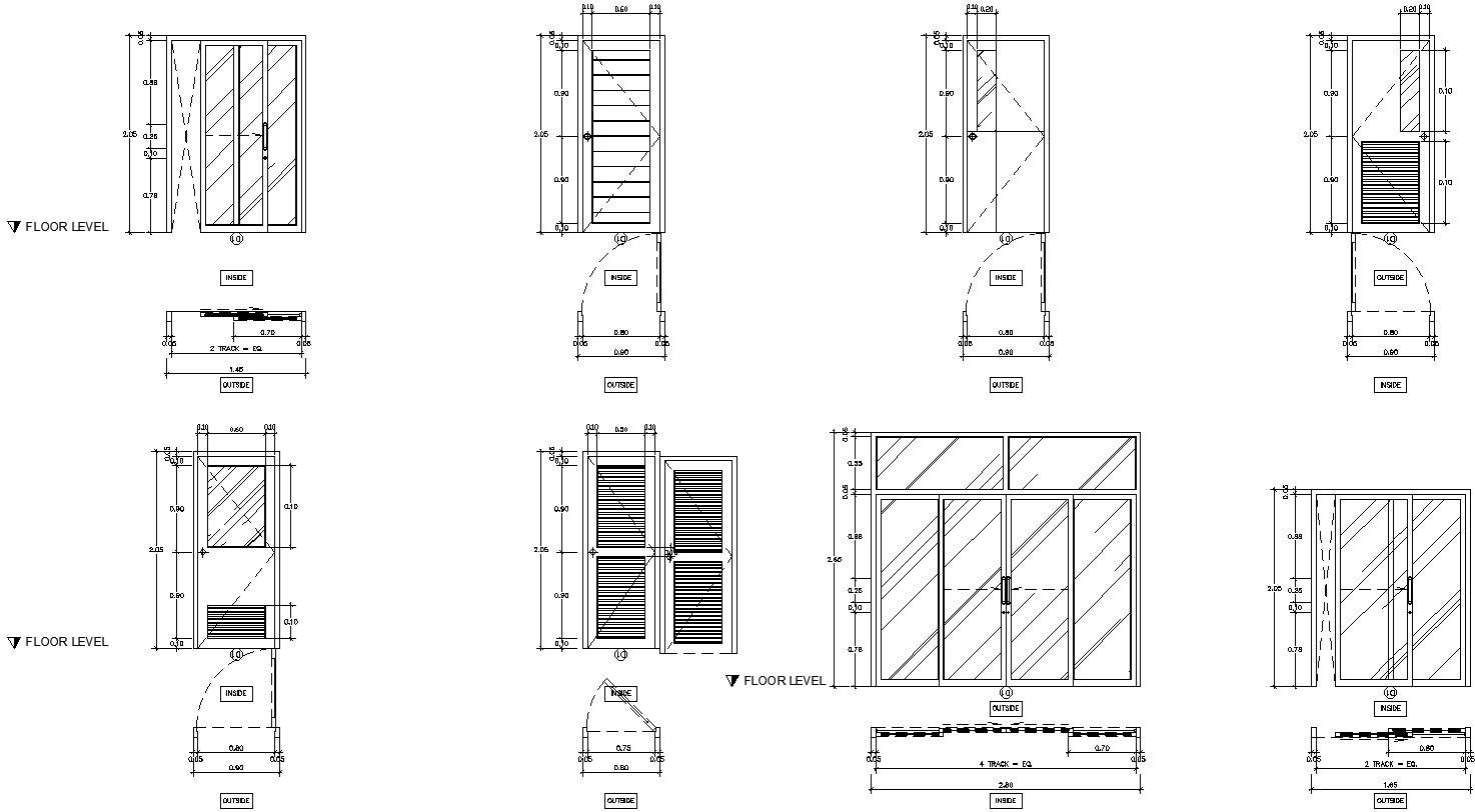 Different door design in AutoCAD 2D, CAD file, dwg file - Cadbull