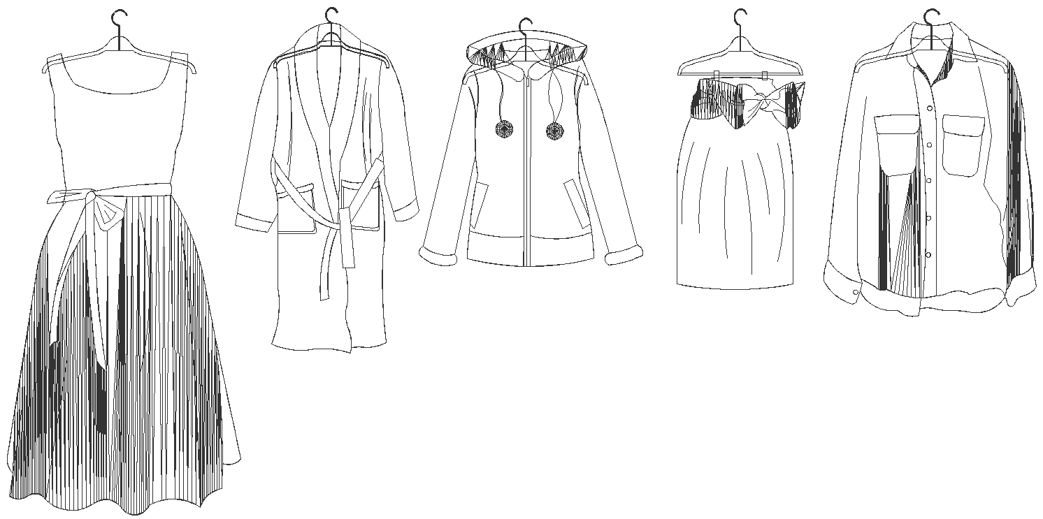 Different dresses elevation design CAD block DXF AutoCAD drawing - Cadbull