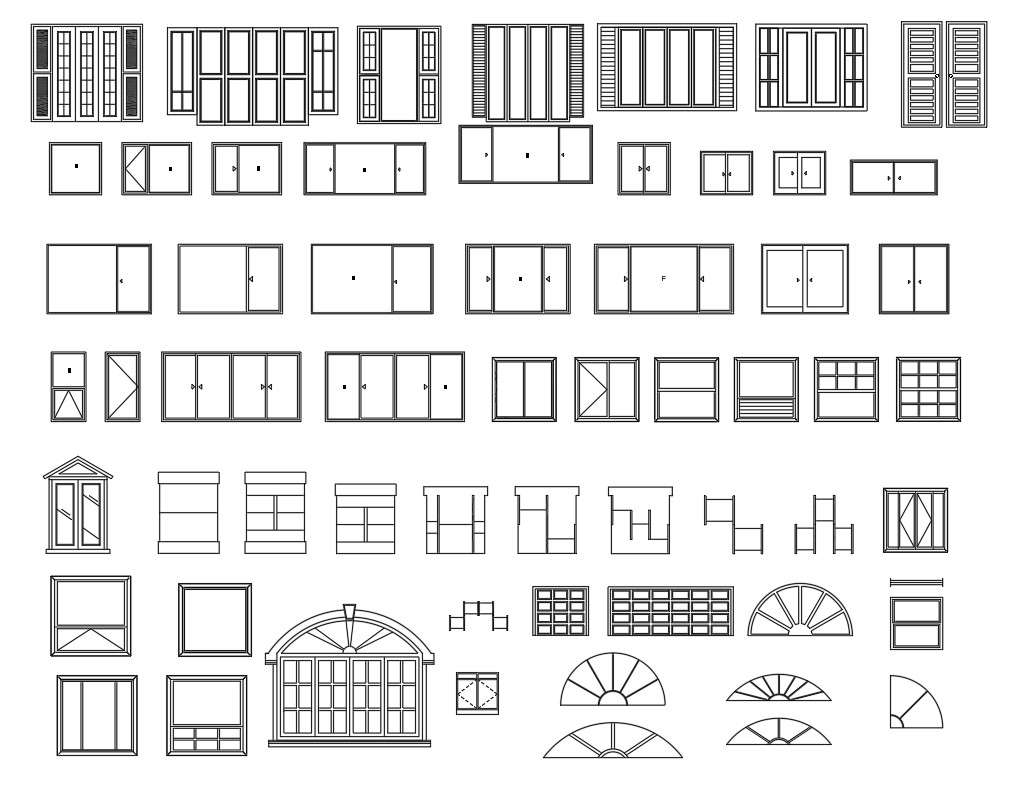 Different patterns of door CAD blocks in AutoCAD 2D drawing, dwg file ...