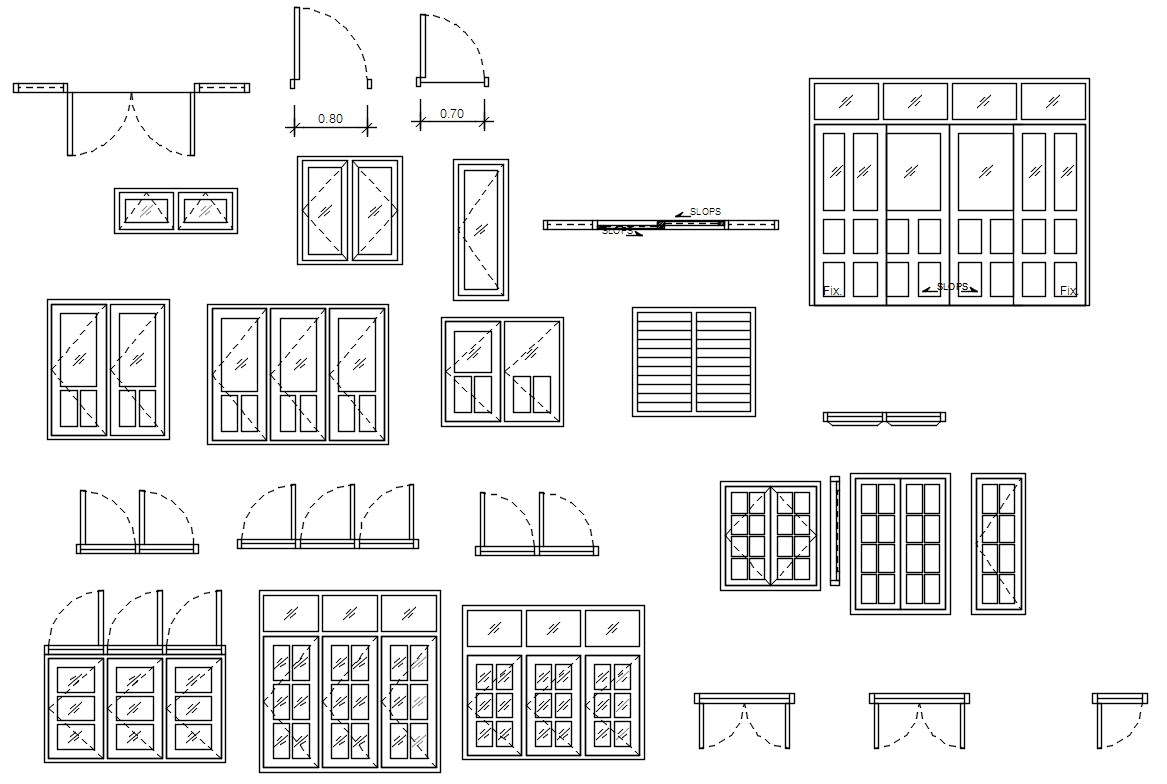 Different plans and elevations of door design in AutoCAD 2D drawing ...