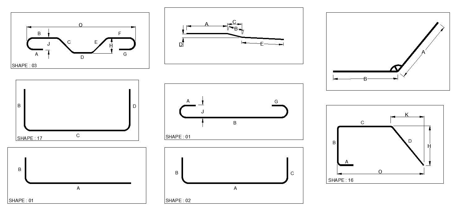 Different Shape Of Reinforcement Details In AutoCAD 2D Drawing CAD 