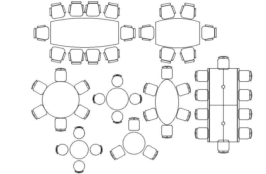 Different shapes dining table design in AutoCAD drawing, CAD file, dwg ...