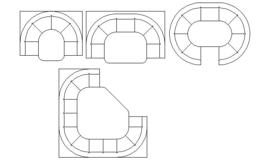 Different shapes of sofa in AutoCAD 2D, dwg file, CAD file - Cadbull