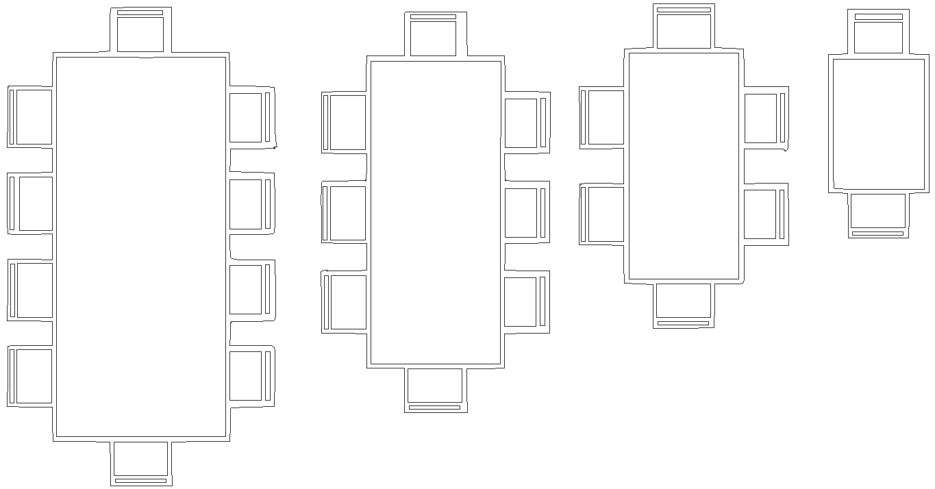 Different size rectangular dining table plans DWG AutoCAD drawing - Cadbull