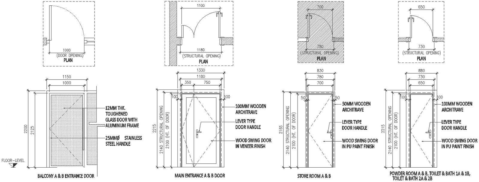 Different sizes Door Plan and Elevation Detail DWG AutoCAD file - Cadbull