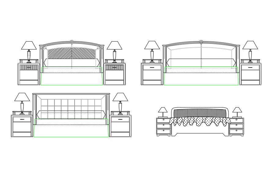 Different types of bed design block,Download the AutoCAD file. - Cadbull