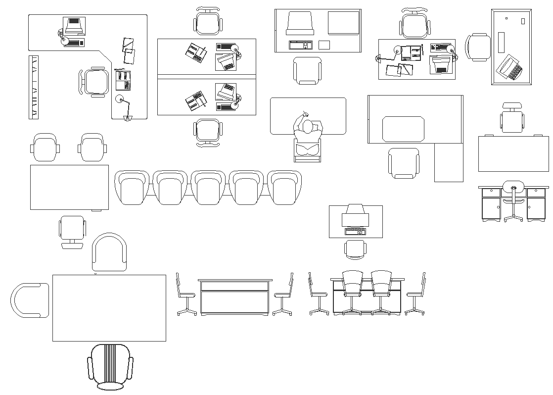 Different types of study table design plan elevation and other details ...