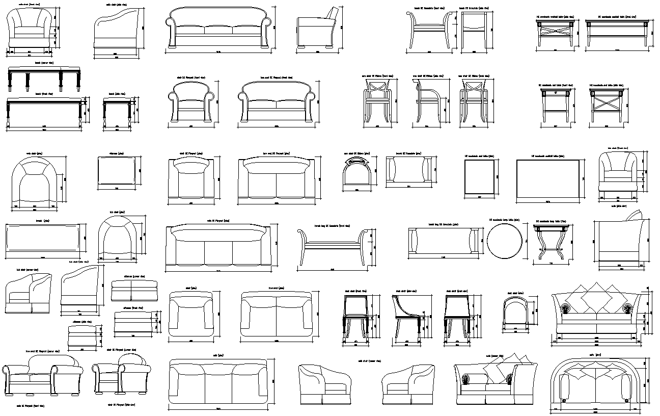 Diifeternt types of Sofa CAD library DWG AutoCAD file - Cadbull