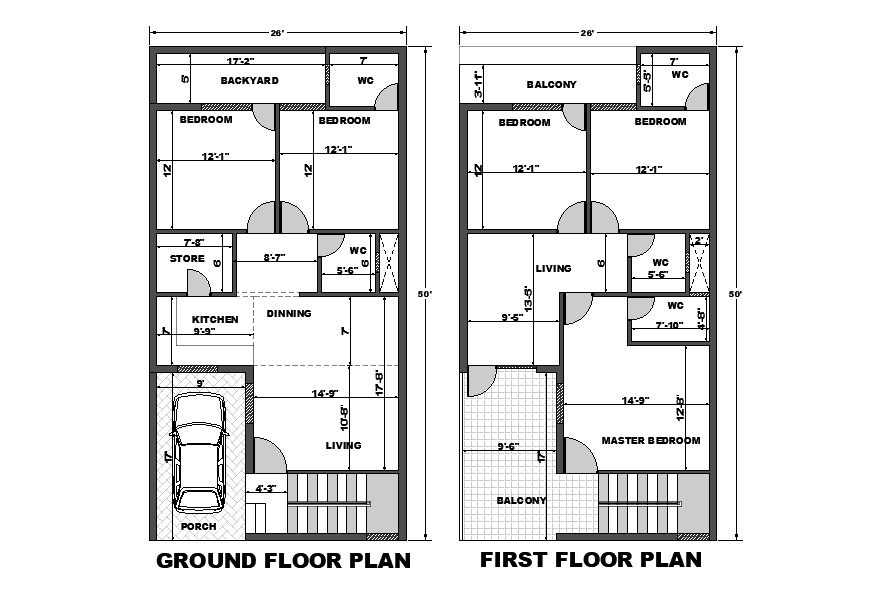 Dimension Of 26 X50 East Facing House Plan Is Given As Per Vastu Shastra In This Autocad Drawing File Download Now Cadbull