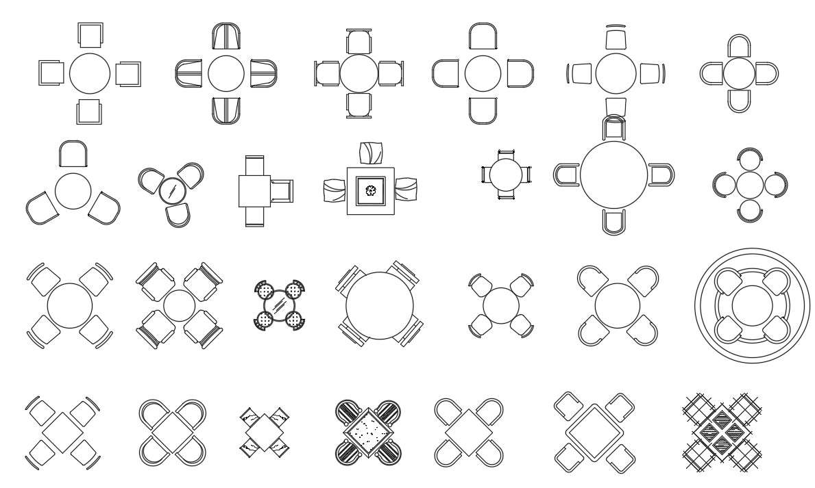 Dining Table Furniture Cad Blocks Drawing Cadbull