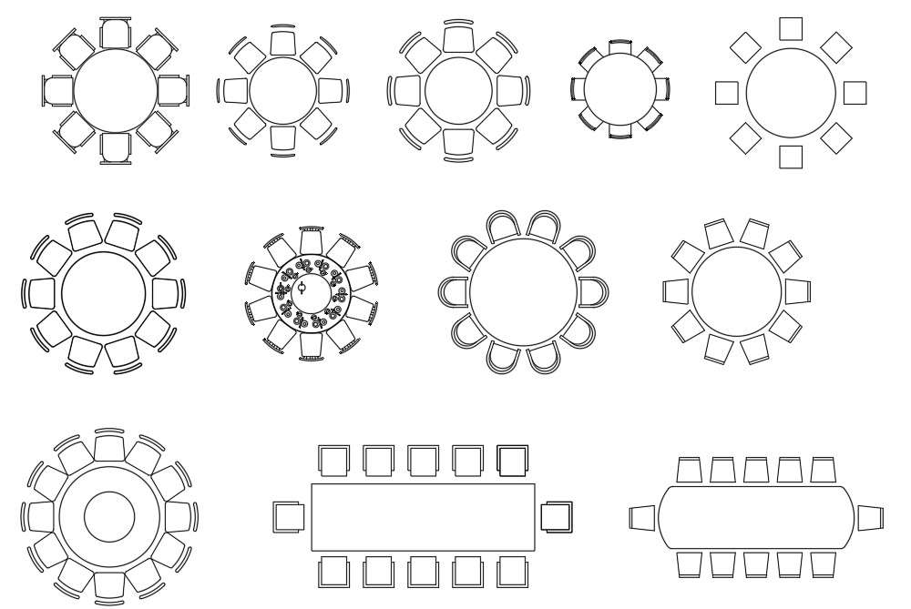 Dining Table Furniture Set Up Autocad Blocks Cadbull