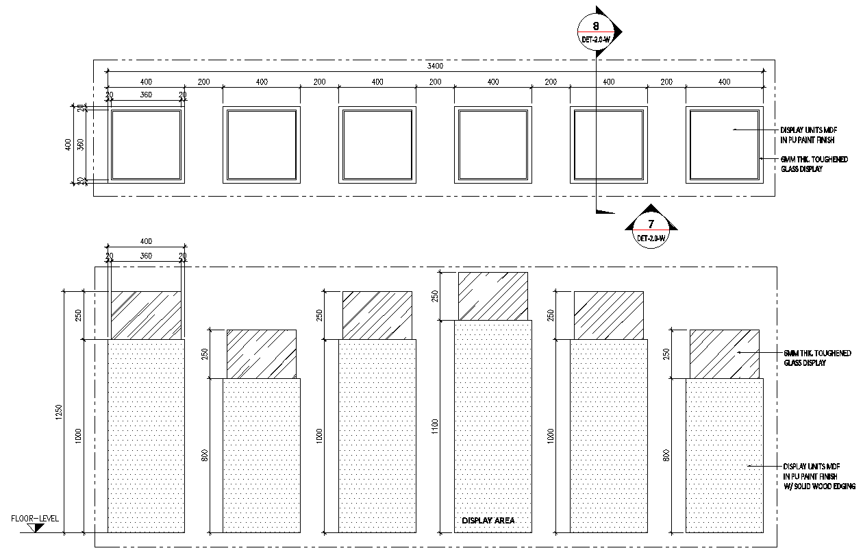 Display units blow up plan for Reception counter Detail Section DWG ...