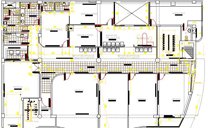 Distribution and Terrace Plan of Corporate Building Dwg file - Cadbull