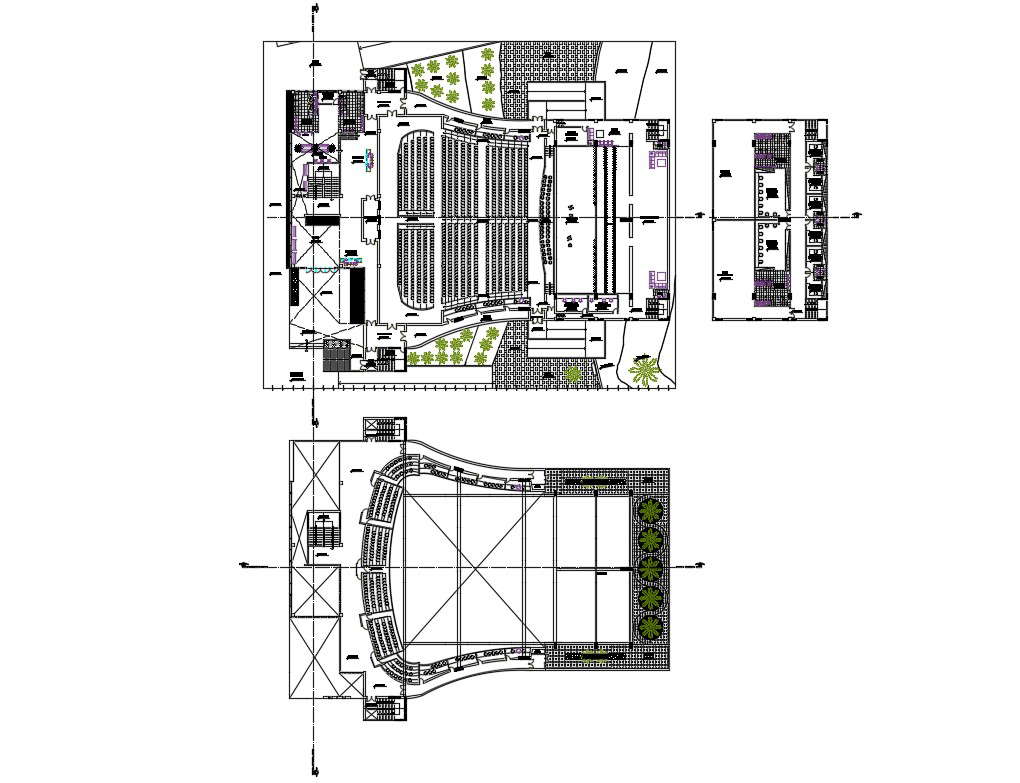 Distribution plan details of culture center dwg file - Cadbull