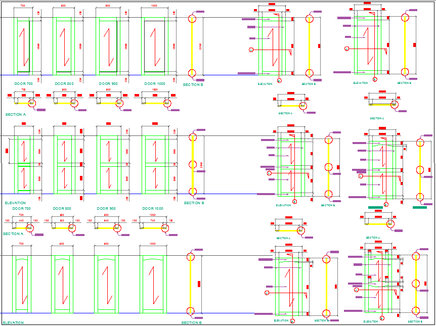 Door Design with Installation plan - Cadbull