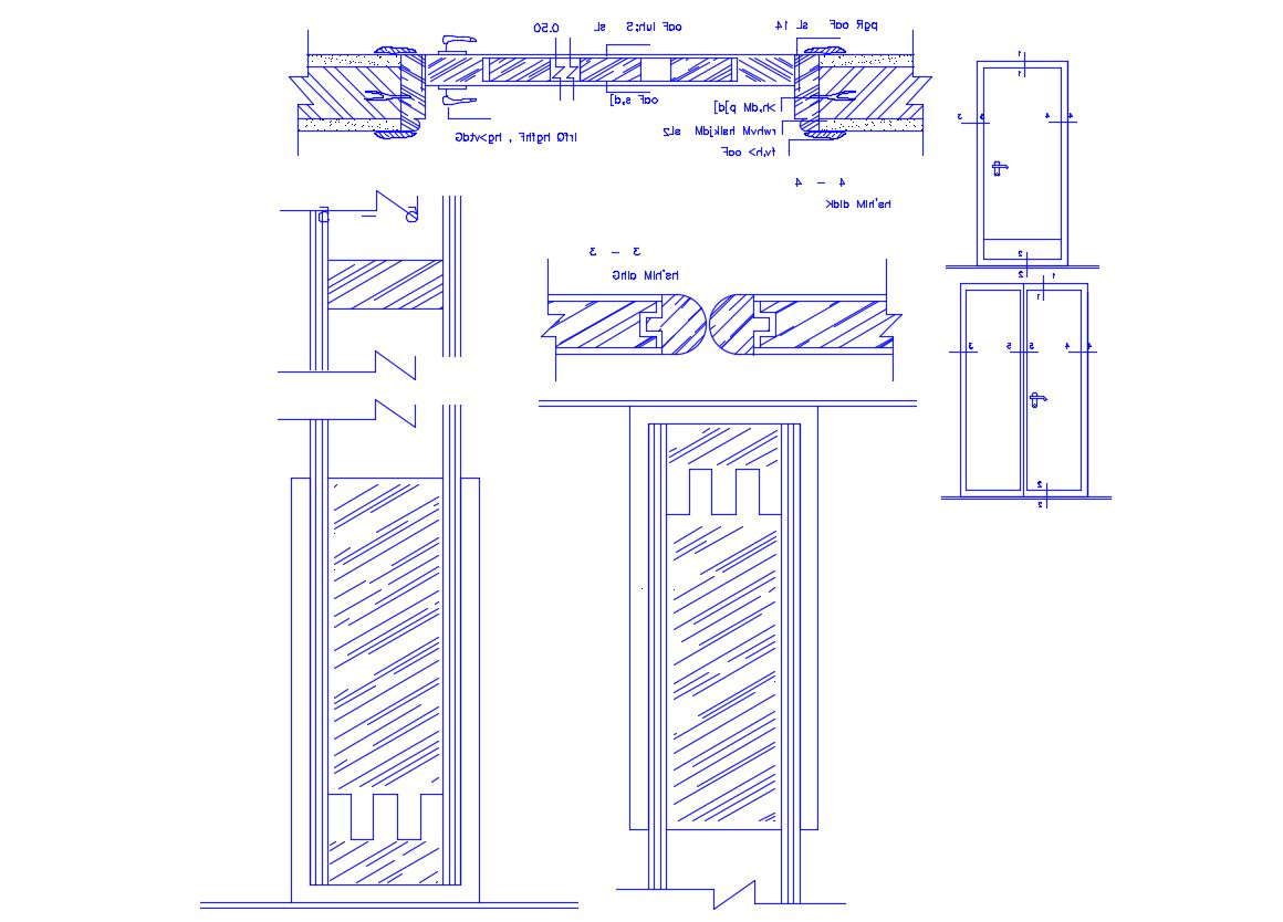 Sliding Door Main Elevation And Installation Drawing Details Dwg File