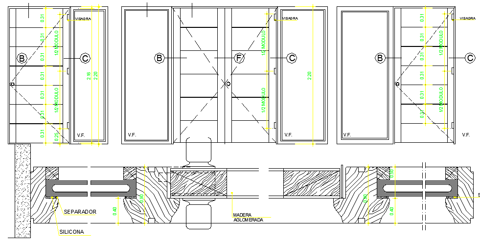 Door Elevation And Section Details Dwg File Cadbull