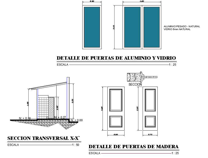 Door  elevation  and section  plan  detail dwg  file Cadbull