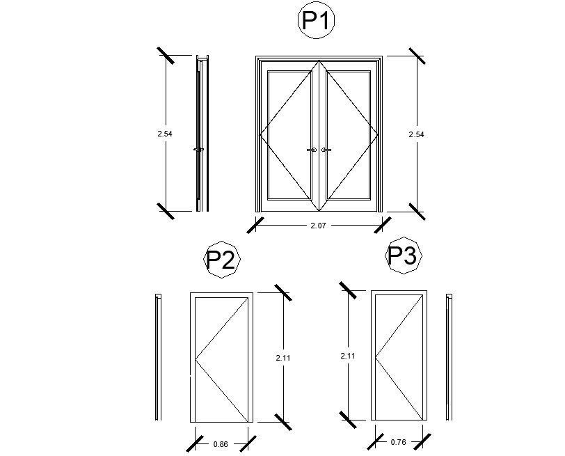 Door elevation dwg file - Cadbull