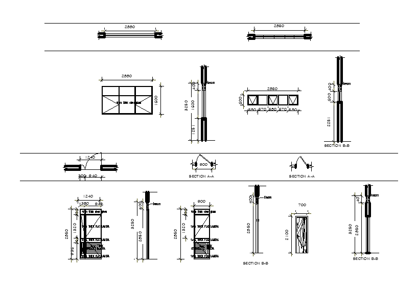 Door And Window Front And Side View Sectional Elevation Design DWG File ...