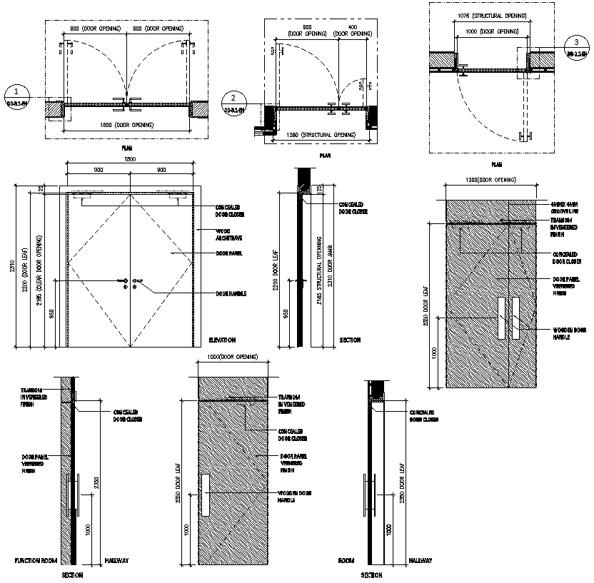 Door Plan Elevation And Section Detail DWG AutoCAD file - Cadbull