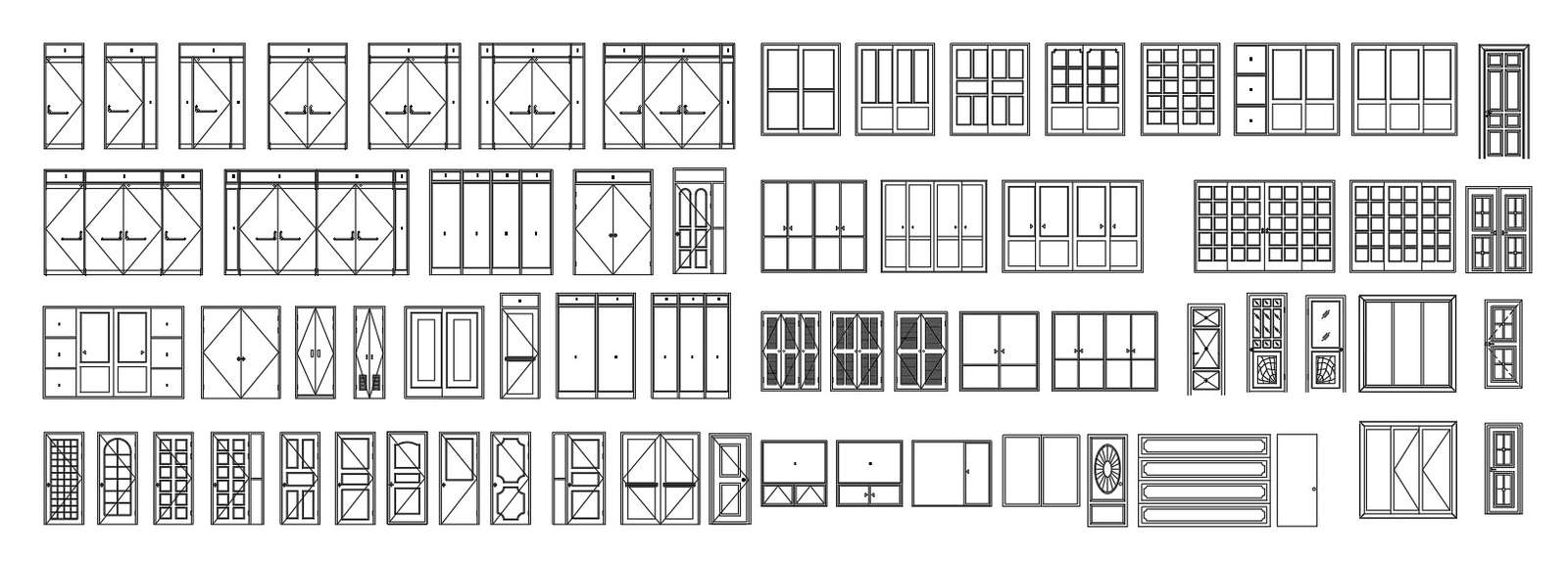 Door and window CAD blocks in AutoCAD 2D drawing, dwg file, CAD file ...