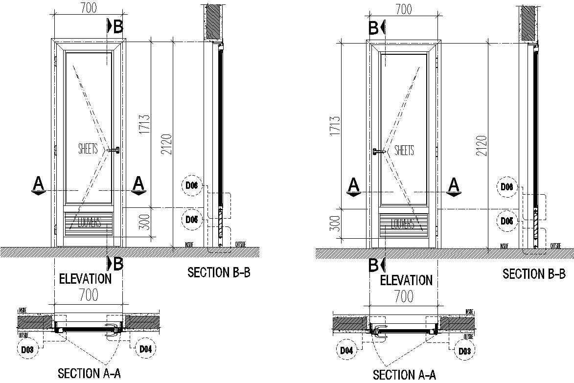 Door design with section and elevation in AutoCAD 2D, CAD file, dwg ...