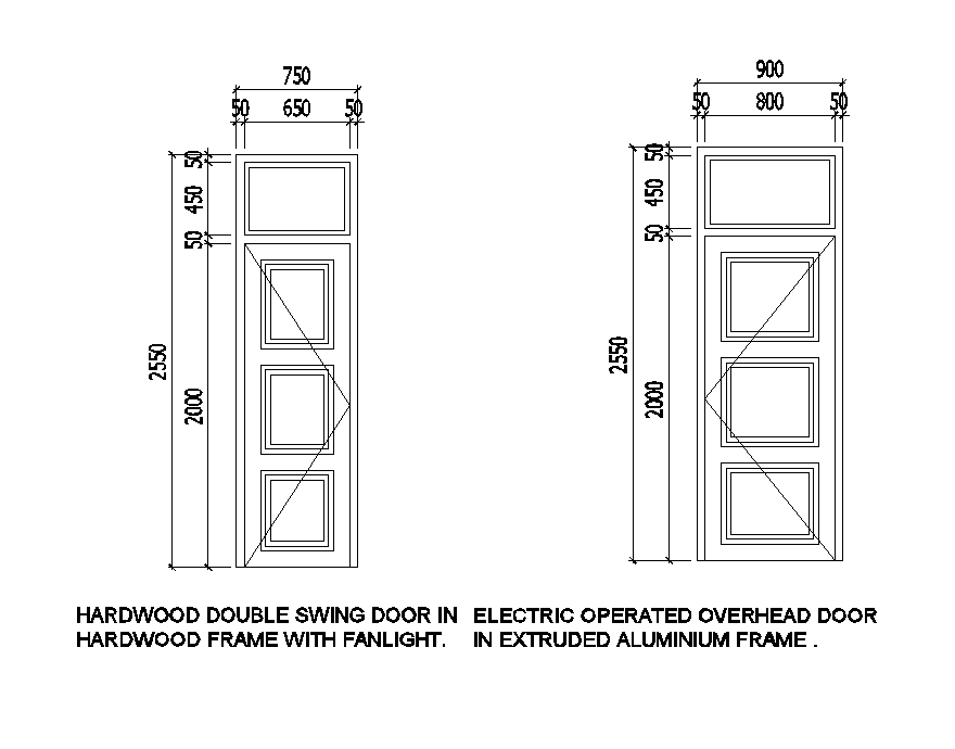 detail pintu autocad