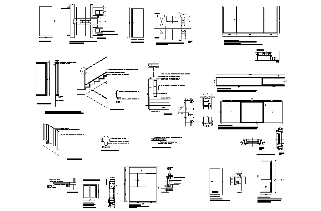 Doors and staircase details are given in this Autocad drawing model ...