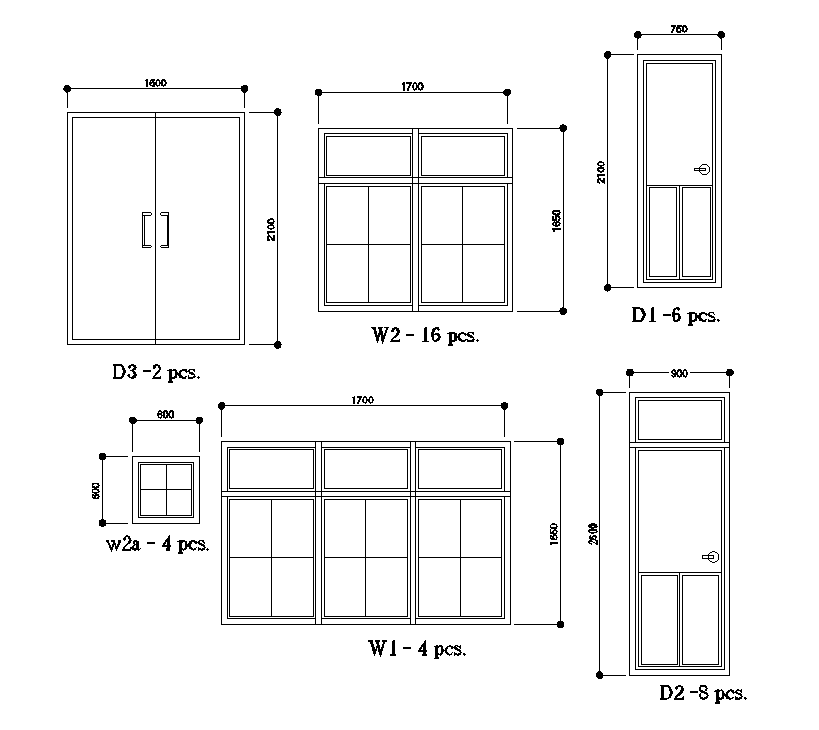 Door & windows detail of 15x14m residential building plan is given in ...