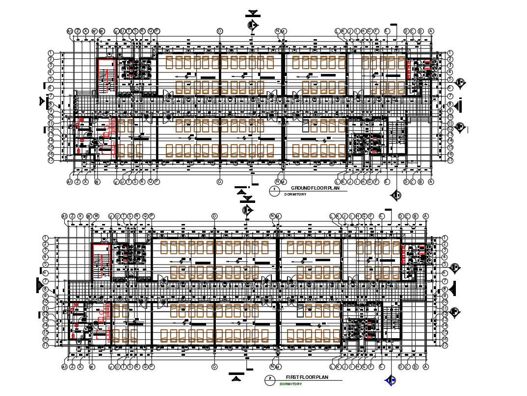 Dormitory Floor Plan With Construction Drawing Download DWG File - Cadbull