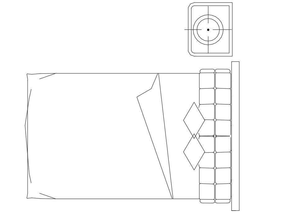 Double bed CAD Block With Top View DWG File - Cadbull