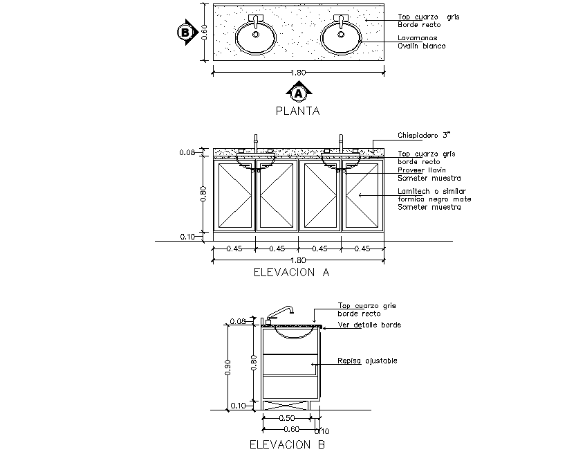 Double Sink Plan And Elevation Autocad File Cadbull