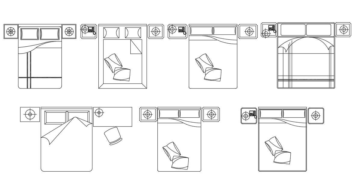 Double Bed AutoCAD Blocks Drawing - Cadbull