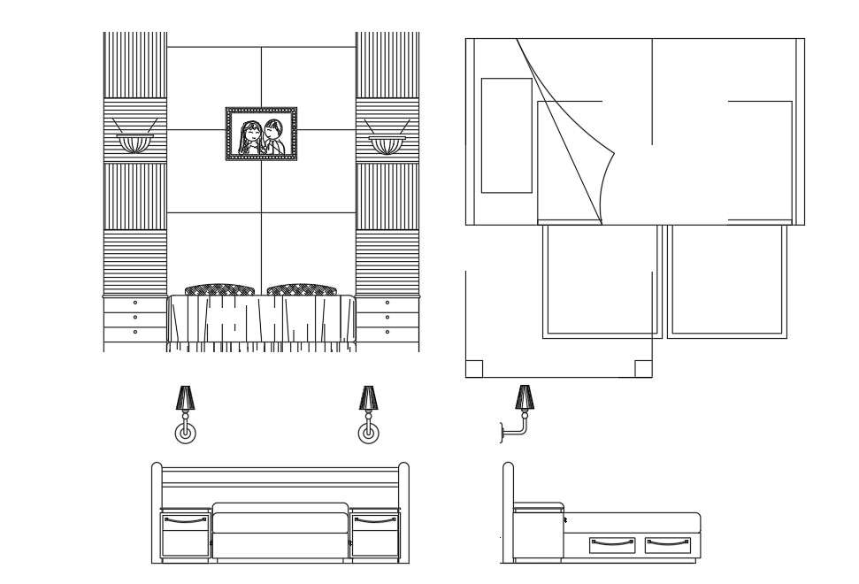 Double Bed Cad Blocks Drawing Free Download Dwg File Cadbull