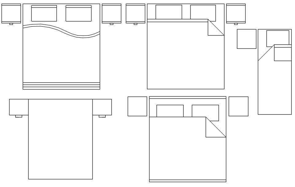 Double bed 2d plan cad blocks in AutoCAD, dwg file. - Cadbull