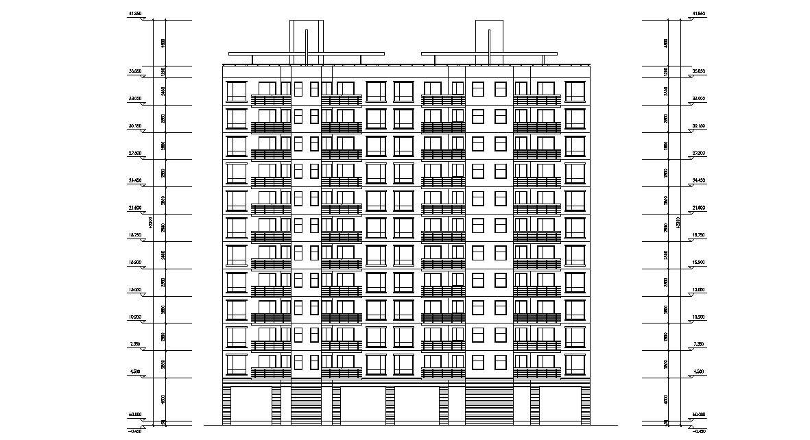 Download Apartment Building Elevation AutoCAD File Free - Cadbull