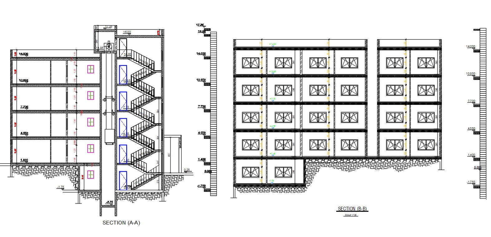 Download Apartment Building Section Drawing DWG File Cadbull