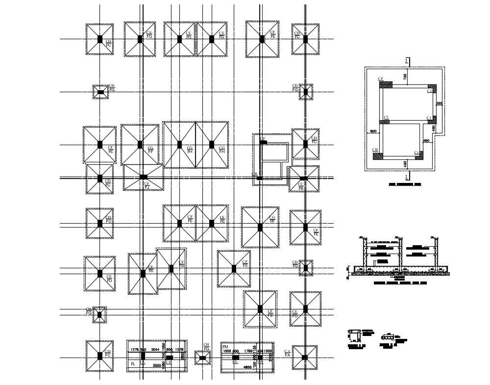 Download Free DWG File of Foundation And Column Layout Plan - Cadbull