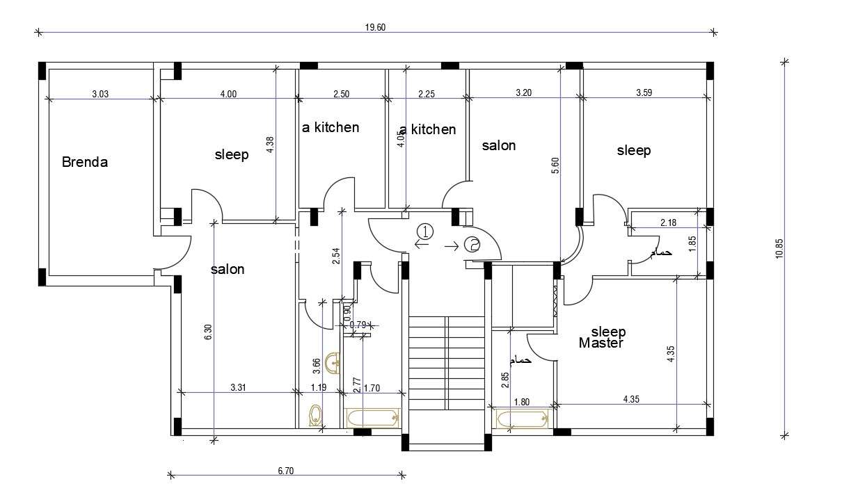 Download Free Home Plan With Column Layout Drawing Free
