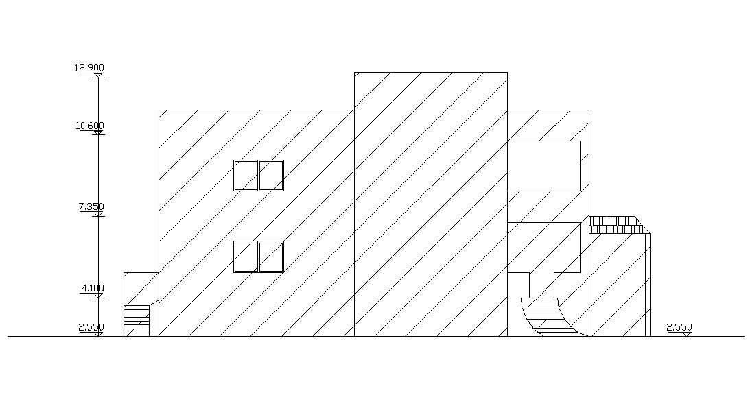 Download Free House Rear Elevation Design DWG File - Cadbull