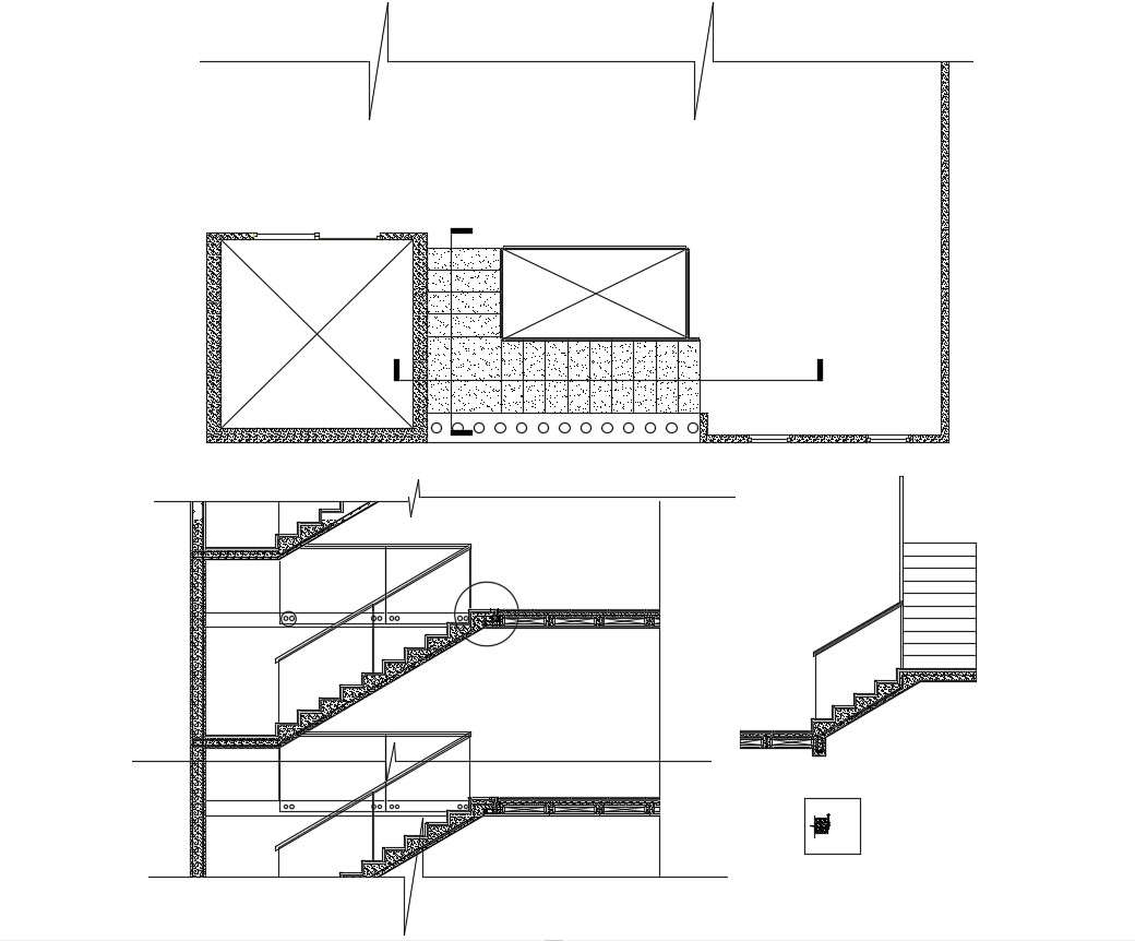 Download Free RCC Staircase Plan And Section CAD Drawing Cadbull