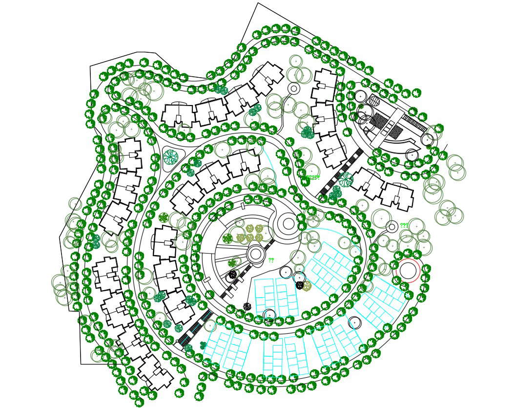 Download Master plan Of Twin Bungalow DWG File - Cadbull